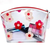 Cajas de bolsas cosméticas Moda bolsa transparente transparente plástico PVC maquillaje aseo Travel Bag Portable