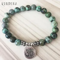 Tennis Natural Stone Wrist Mala Beads Stretch Bracelet For Man African T-urquoise Yoga Lotus Buddha Can Be Choice