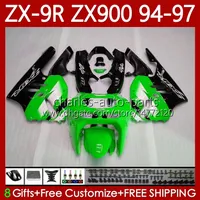 Bodywork-Kit für Kawasaki Ninja ZX-9R ZX900 ZX 9R 9 R 900 CC 1994-1997 Bodys 100No.2 ZX9 R 900cc ZX-900 ZX9R 94 95 96 97 ZX900C 1994 1995 1996 1997 OEM Fairing Green Fabrik