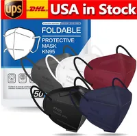 US Warehouse KN95 Mask Factory 95% Filter Färgglada Aktiverad Kolans andningssventil 6 Skiktdesigner Face Shield