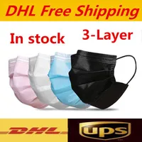DHL 2021 Mode Einweg Gesichtsmasken Schwarz Rosa Weiß mit Box mit elastischer Ohrschleife 3 lagige Atmungsaktive Staubluft Anti-Umweltverschmutzung Gesichtsmaske