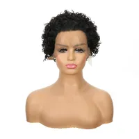 Lace Wigs YATUWIN Short Curly Human Hair Pixie Cut 13X1 Front Wig For Black Woman Remy