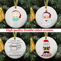 Cerâmica de alta qualidade 2020 enfeites de Natal Papai Noel vestindo uma capa de bandana de rosto decorar decoração de árvore de Natal decoração de santa cláusula bonito