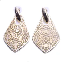2colors Style Alloy geometry Hollow Out Flower Earrings Fashion Silver Gold Plated Dangle Earrings for Women