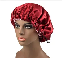 Sıcak Elastik Gece Kap Şapka Çift Katmanlı Kadın Kafa Kapak Uyku Kap Satin Bonnet Güzel Saçlar için - Uyandırma Mükemmel Günlük Fabrika Satış