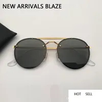 Designer Sunglasses Uomo Donna Doppia Bridge Blaze Occhiali da sole Nero o marrone Caso in pelle e tutti gli accessori