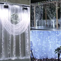 18m x 3m 1800-ledd varm vit ljus romantisk julbröllop utomhus dekoration gardin sträng ljus US standard vit za000939