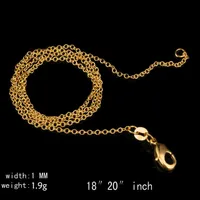 Fashion 1MM 18K Gold Plated 925 Sterling Silver O Chain Necklace Diy Jewelry Chain Rose Gold 18-24 Inches GD979