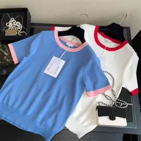 Kadın Knits Tops Moda Mektup Desen Kadınlar Bluz Yaz Kısa Kollu Ekip Boyun Nefes T-shirt Rahat