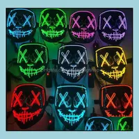Party Masks Festive & Supplies Home Garden Halloween Mask Led Light Up Funny The Purge Election Year Great Festival Cosplay Costume Drop Del