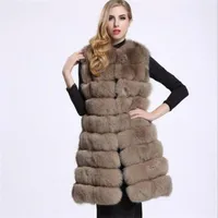 뜨거운 판매 럭셔리 높은 모방 여성 인조 모피 조끼 긴 코트 겨울 여자 따뜻한 두꺼운 스플 라이스 재킷 여성 양복 조끼 outwear