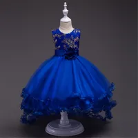 Uzun Kuyruk Yaz Kolsuz Örgü Kız Elbise, El Nakış Çiçekler Süslemeleri Prenses Güzel Küçük Bayan Tığ Düğün Doğum Günü Partisi Giyen Giyim