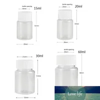 100 unids 15 ml / 20 ml / 30 ml / 60 ml de plástico transparente botellas de sello rellenado botellas de reactivo de reactivo Tienda de contenedor de plástico