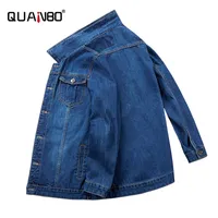 Quanbo grande taglia 6xl 7xl 8xl giacca da jeans in denim nuovo autunno inverno classico casual jeans giacche moda hip hop maschio streetwear grasso 201223