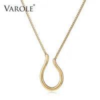 Varol Water Drop Curve Chain Choker Halsband för kvinnor Guldfärg Hänge Halsband Mode Smycken Kollar