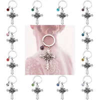 Portachiavi Creative Rose Cross con 12 gioielli di gioielli Memorial Regali del ciondolo Portachiavi Portachiavi Portachiavi Portachiavi cristiani religiosi