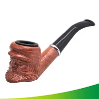 Madeira clássica fez fumar tubo farpado homem com alça longa e boca plana erva seca tabaco wh0403