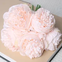 5big Heads 11cm Diameter Rose Pink Peony Artificial Flowers Bouquet Fake Flower For Home Bride Wedding Decoration Marria jllato