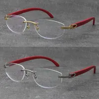 Groothandel fabriek directe verkoop oogglazen unisex frames voor vrouwen hout lezen oogglazen 3524012 hoge kwaliteit randloze optica lens 18 k goud zilver eyewear grootte: 57