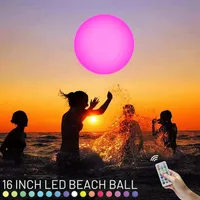 Светодиодный светлый пляж мяч игрушка 16-дюймовый надувной светодиодный свет надувной пляжный мяч пульт дистанционного управления изменение цвета пляжный бассейн вечеринка игра игрушечный декор