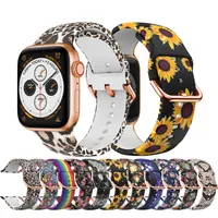 Siliconenband Floral Pattern Band Vervanging voor Apple Watch Serie 7/6/5/4/3/2 / 1 / SE Iwatch 38mm 40mm 42mm 44mm 41mm 45mm