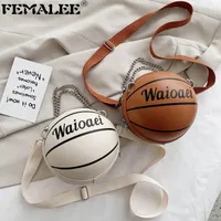 Модные Простые сферические цепи Сумка Баскетбол Личность Cool Girls Круглая Сумочка Творческий Корзин Crossbody Диагональная упаковка Q1208