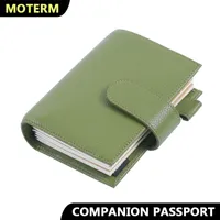 Moterm Companion Travel Journal Passport Size Notebook Genuine Pebbled Grain Cowhide Organizer with Double Snap Closure 220224