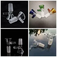 Thick Round Funnel Glass Bowl Herb Dry Oil Burners With Handle 14mm 18mm male Slide bowl piece For smoking Accessories Glass Bongs Bubble