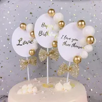 Andere festliche Partei liefert Liebe Hochzeitskuchen Topper Gold Ballon Mesh Ball Happy Birthday Cupcake für Jubiläumsdekorationen