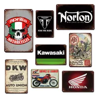 Plaque de décoration en métal, marques de motos, stil vintage et rustique, en étain, affiche, idéal pour un garage, le salong ou la maison,