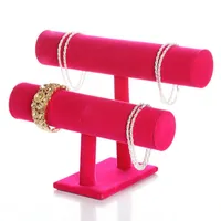 Smycken påsar, väskor 2-tier Bangle Armband Displayhållare T-Bar Stand Svart