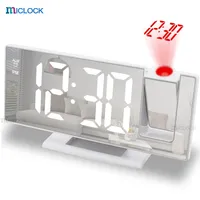 MICLOCK Digital Projection Alarm Clock 7.3" Larger Mirror LED Clock with Temperature Snooze Dimmer Bedside Clock for Bedroom 220122