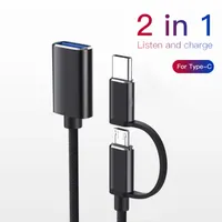 2 in 1 USB Micro to Type C Adapter OTG Cable For Samsung S21 Xiaomi 11 Android Phone MacBookConverter Mouse Gamepad Tablet PC