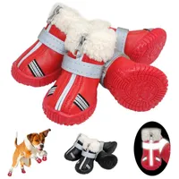 Dog Apparel Warm Pet Shoes Winter Waterproof Boots Shoe Rain Snow Booties Reflective Nonslip Footwear For Small Large Dogs