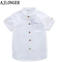 Ajlonger camisa casual bebé niño niño algodón manga corta blusa para niños niños niños camisas blancas 220125