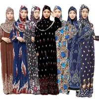 2021 Новый полный обложка традиционного исламистского HIIJAB + платье женщин Ближнего Востока Рамадан наряды молитве LJWS