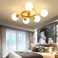 Lampes à boule de verre de lumière moderne à LED NORDIQUE suspendu lumineuse chambre de luxe de luxe lumineux lumineux salon chambre plafond lustre