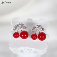 女の子の女性赤白模擬真珠の小さな夏の宝石類の卸売のためのスタッドのかわいいイヤリング甘いフルーツチェリー