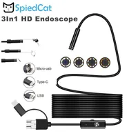 Camera's 3 In1 Mini 5.5mm Lens 1/2 / 3,5 / 5/10 M Soft Cable Endoscope Snake Tube Borescope Inspectie Camera voor Android Type-C PC SmartPhone1
