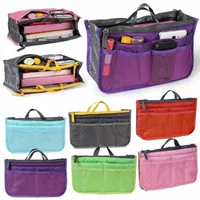Dubbele rits Cosmetische Space Save Bag Inside Bag Grote Capaciteit Soft Polyester Cosmetica Opslag Organizer Dames Make-up Tas