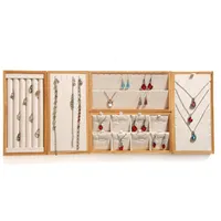 Jewelry Pouches, Bags Samonica Multi-function Bamboo Display Earrings Necklace Ring Holder Rack Stand Tray