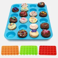 Mini Çörek Kupası 24 Kavite Silikon Kek Kalıpları Sabun Kurabiye Kek Pişirme Ekipmanları ve Aksesuarları Pan Kalıp Kek Kalıp Tepsi Kalıp