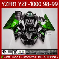Motorcycle Body For YAMAHA green flames YZF R 1 1000 CC YZF-R1 YZF-1000 98-01 Bodywork 82No.54 YZF R1 YZFR1 98 99 00 01 1000CC YZF1000 1998 1999 2000 2001 OEM Fairings