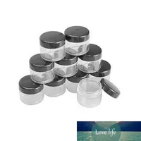 20pcs 10G / 15G / 20G Vuoto Plastica trasparente Travel Cosmetic Jars Container Black Lid Lotion Bottle Flizzs Face Cream Sample Pot Gel Box