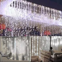無料配達15m x 3m 1500-LEDの暖かい白いライトロマンチックなクリスマスの結婚式の屋外の装飾カーテン文字列ライト米国の標準暖かい白