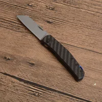 1Pcs Top Quality 0230 EDC Pocket Folding Knife D2 Stone Wash Blade CNC Carbon Fiber Handle Folder Blades Knives With Retail Box223d