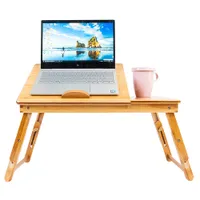 Haushalt Andere Möbel Bett Computer Schreibtisch Bambus Tragbare und einstellbare Kleine Falten Laptop Einfache Computer Schreibtische Holzfarbe