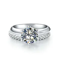 SONAダイヤモンドのドリル3世代IJカラー2カラットプラチナードスターリングシルバー女性の結婚式または婚約リングセット