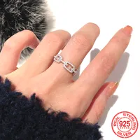 Fashion 100% 925 Sterling Silver Rings Chain Link Lab Diamond Ring Wedding Engagement Rings Jewelry Gift for Women XR450