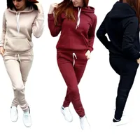 Bayan Eşofman Rahat Eşofman Kadın Hoodie Kazak ve İpli Pantolon Giysileri Sıcak Sonbahar Kadın 2 Parça Set Artı Boyutu